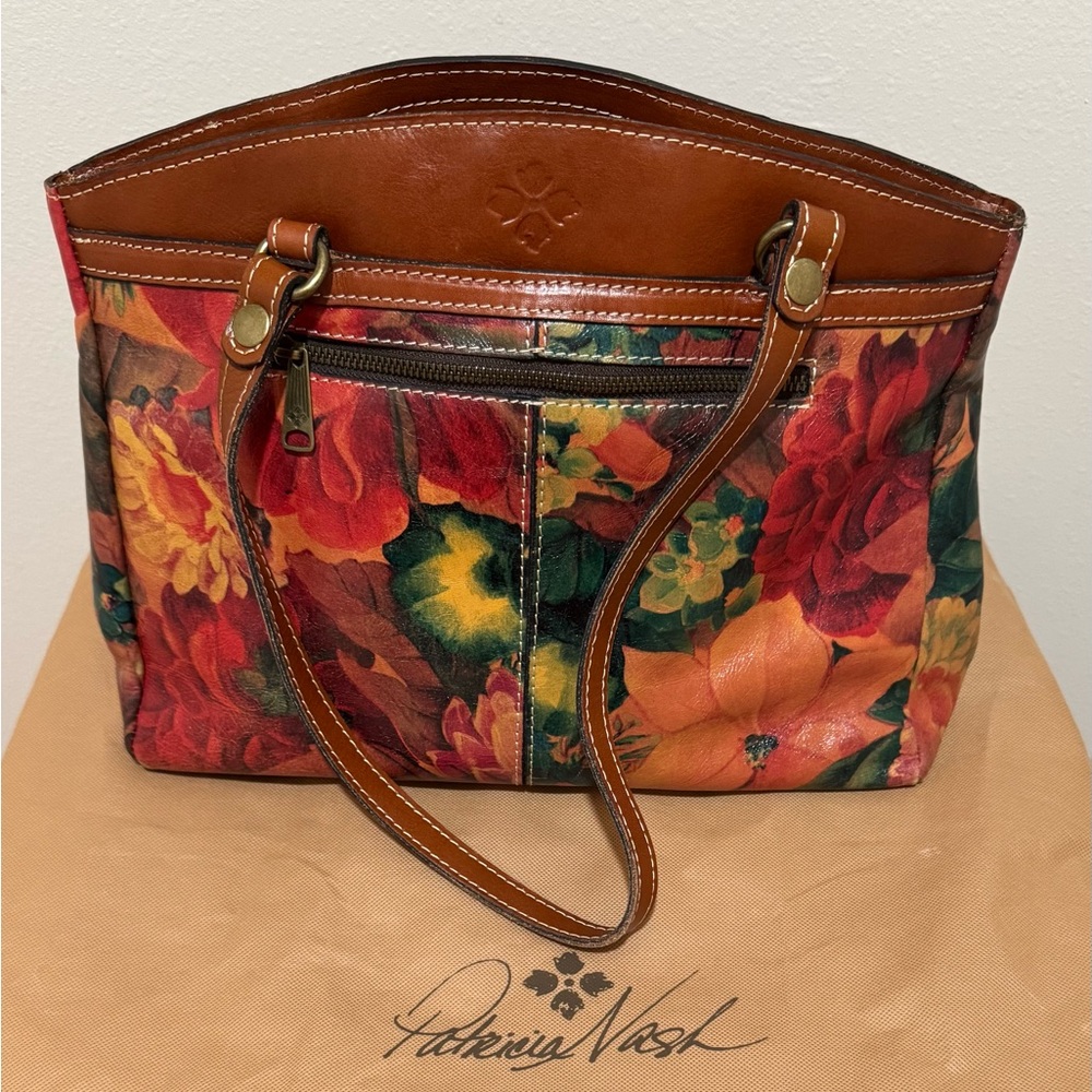 Patricia Nash Red and Orange Floral Shoulder Bag